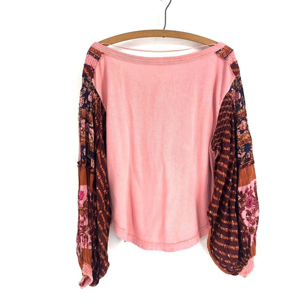 Free People Light Magic Henley Patchwork Sleeves … - image 7